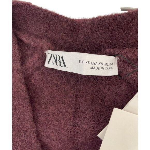 Zara Womens Cardigan Sweater Red Maroon XS Wool Button Top 5536/209 NWT - Picture 4 of 12